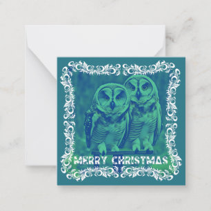 Frohe Weihnachten von den Owls in der Bayou Green Mitteilungskarte