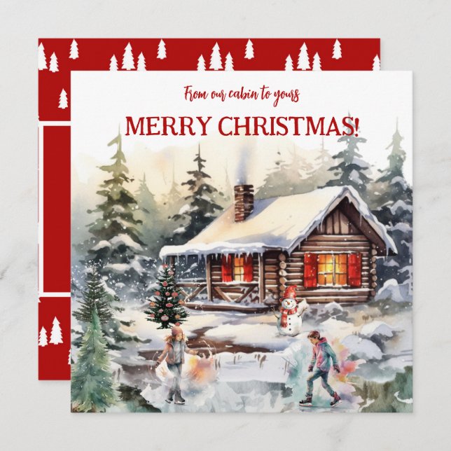 Frohe Weihnachten von der Cabin Flat Holiday Card (Vorne/Hinten)