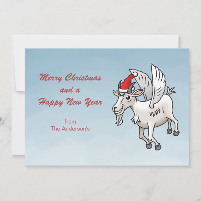Frohe Weihnachten von der fliegenden Ziege (Vorderseite)