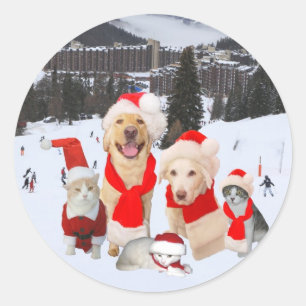 Frohe Weihnachten von der Gruppe! Runder Aufkleber
