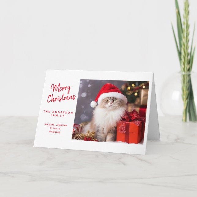 Frohe Weihnachten von der Katze in einer Weihnacht (Vorderseite)