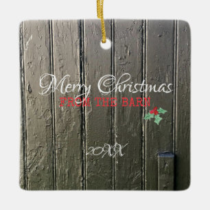 Frohe Weihnachten von der Pferdefarm des Fotos Keramikornament