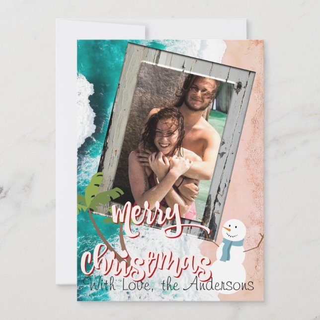 Frohe Weihnachten von der Strand-Weihnachtskarte (Vorderseite)