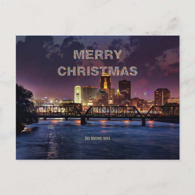 Frohe Weihnachten von Des Moines Postkarte (Vorderseite)