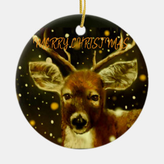 Frohe Weihnachten von einem Hirsch Keramik Ornament