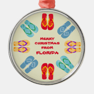 Frohe Weihnachten von Florida oder von Ihrem Staat Silbernes Ornament