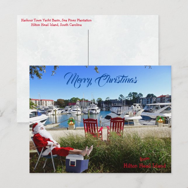 Frohe Weihnachten von Hilton Head SC Harbour Town Postkarte (Vorne/Hinten)