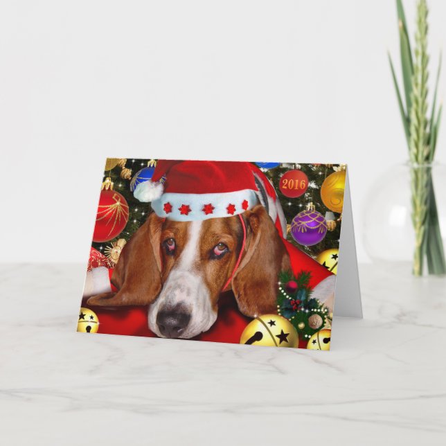 Frohe Weihnachten von Holmes Basset Hound (Vorderseite)