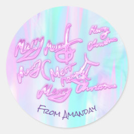 Frohe Weihnachten von Holograph Girly Modern Runder Aufkleber