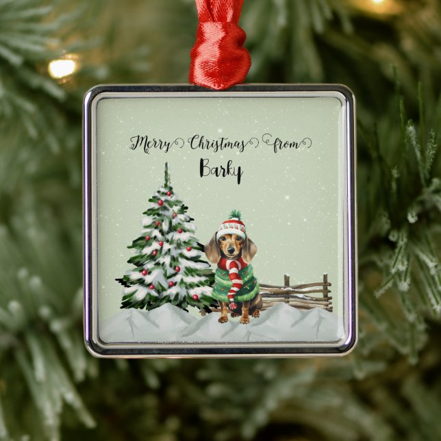 Frohe Weihnachten von Hundes Name Ornament Aus Metall (Baum)
