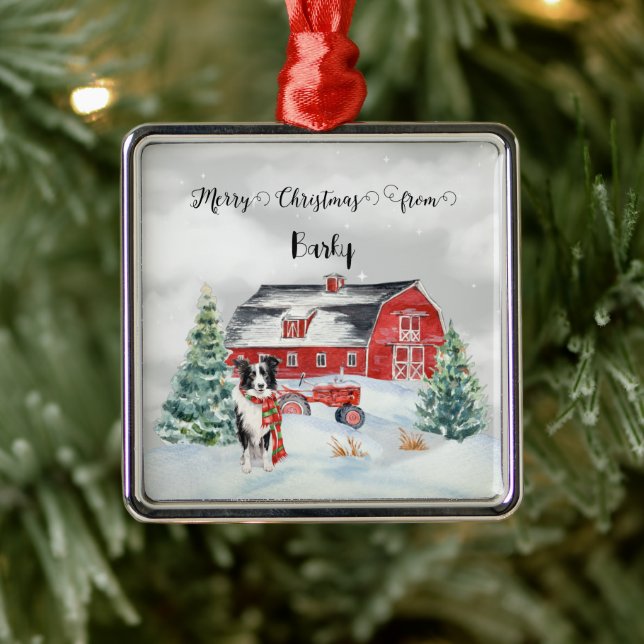 Frohe Weihnachten von Hundes Name Ornament Aus Metall (Baum)