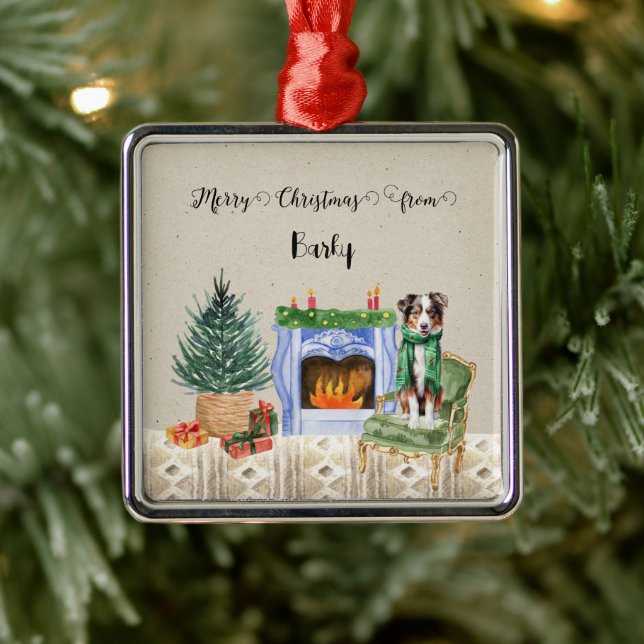 Frohe Weihnachten von Hundes Name Ornament Aus Metall (Baum)