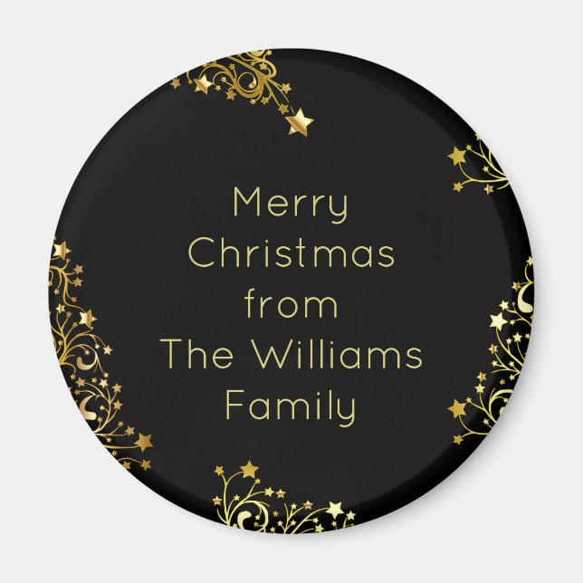 Frohe Weihnachten von Ihrem Namen Black Gold hinzu Magnet (Vorne)