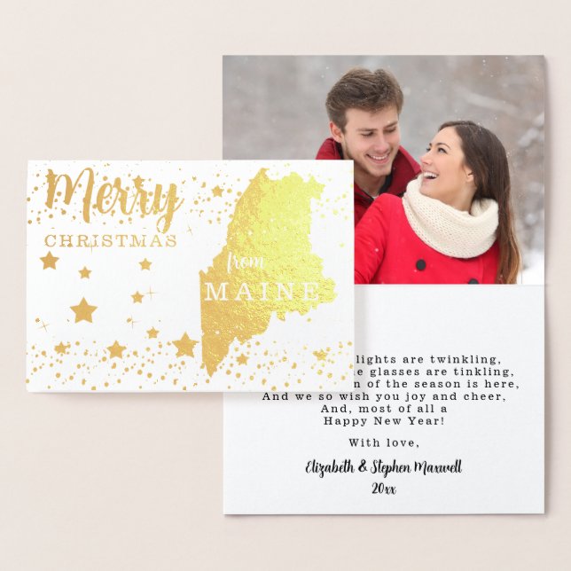 Frohe Weihnachten von Maine Staat Foto Foil Card Folienkarte (Anzeige)