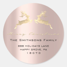 Frohe Weihnachten von Name Rose Gold UAWG Reindeer Runder Aufkleber
