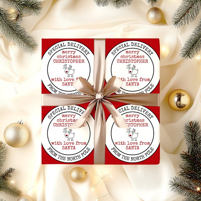 Frohe Weihnachten von North Pole Custom Santa Geschenkpapier (Special delivery from the North Pole christmas wrapping paper)