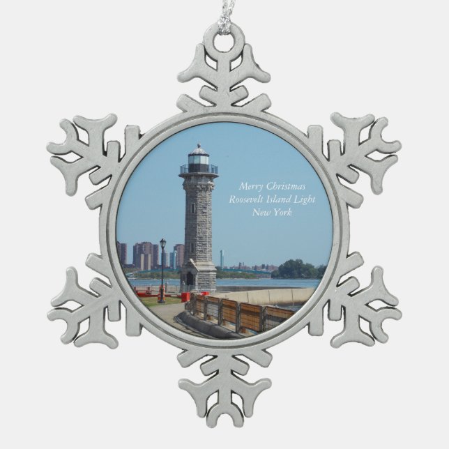 Frohe Weihnachten von Roosevelt Is. Light Ornament (Vorderseite)