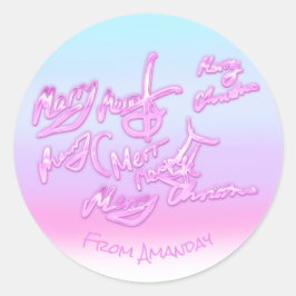 Frohe Weihnachten von rosa Ombre Farbtherapie Runder Aufkleber