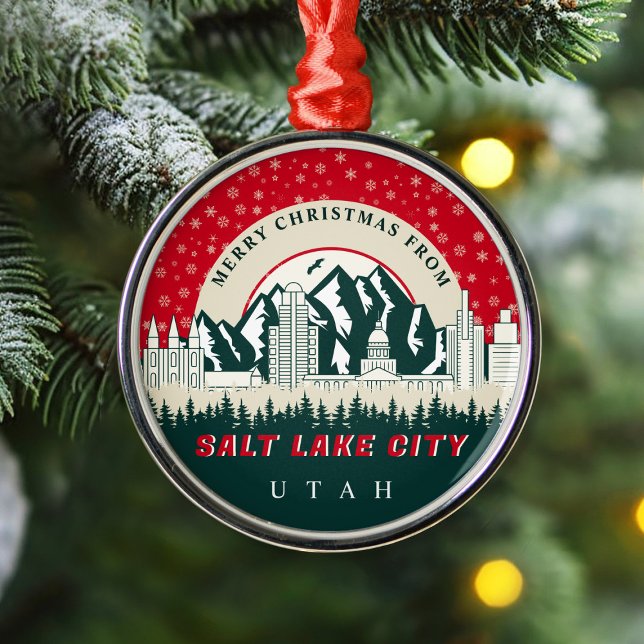 Frohe Weihnachten Von Salt Lake City Utah Souvenir Ornament Aus Metall (Von Creator hochgeladen)