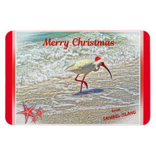 Frohe Weihnachten von Sanibel Island FL White Ibis Magnet