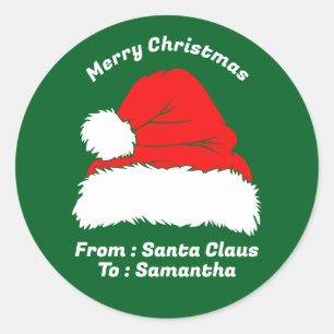 Frohe Weihnachten von Santa Claus Grüne Geschenke Runder Aufkleber
