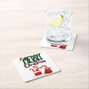 Frohe Weihnachten von Santa - Papieruntersetzer Rechteckiger Pappuntersetzer