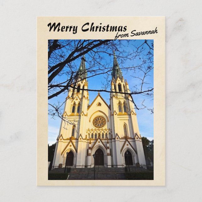 Frohe Weihnachten von Savannah Kathedrale St. John (Vorderseite)