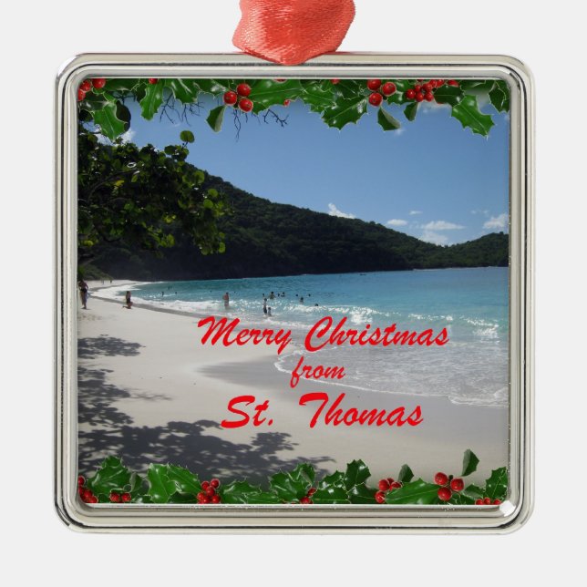 Frohe Weihnachten von St. Thomas Silbernes Ornament (Vorne)