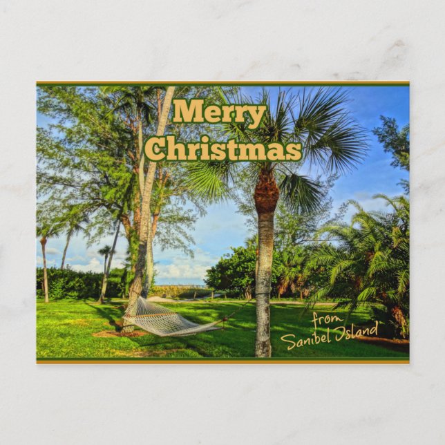 Frohe Weihnachten von Sunny Sanibel Island Florida Postkarte (Vorderseite)