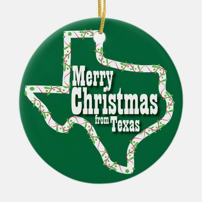 Frohe Weihnachten von Texas-Verzierung Keramik Ornament (Vorne)