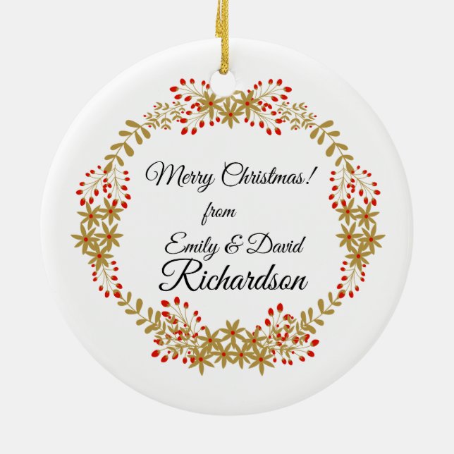 Frohe Weihnachten von uns! Keramik Ornament (Hinten)