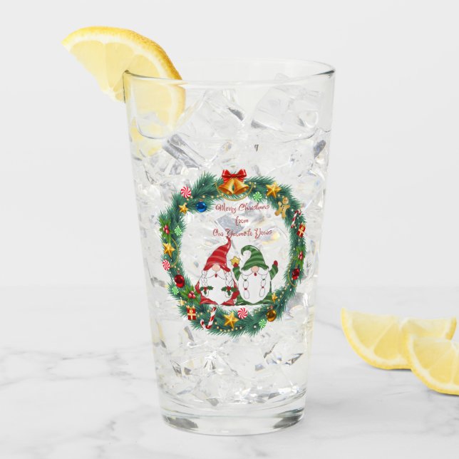 Frohe Weihnachten von "Unser Gnome" zu "Dein" auf  Glas (Vorderseite Ice)