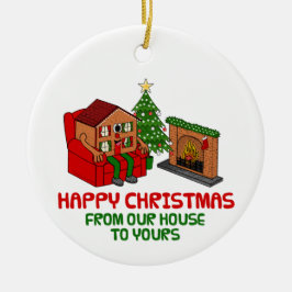 Frohe Weihnachten von unserem Haus zu dir Keramik Ornament