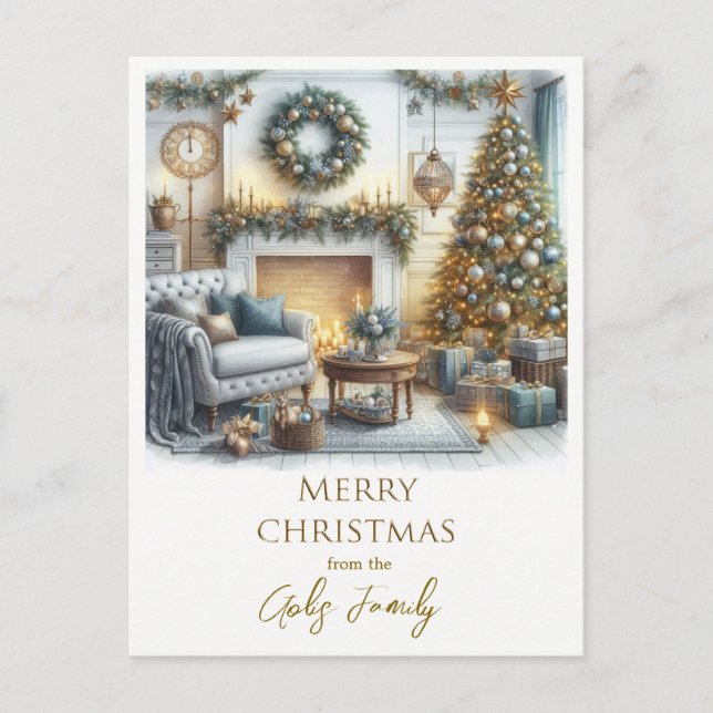 Frohe Weihnachten Von unserer Zuhause zu deinen Postkarte (Vorderseite)