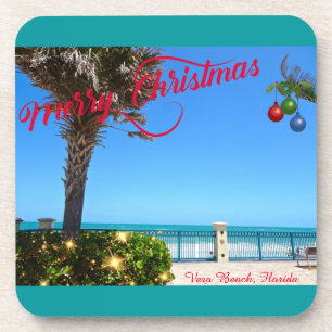 Frohe Weihnachten von Vero Beach Florida Ozean Getränkeuntersetzer