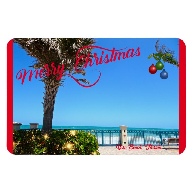 Frohe Weihnachten von Vero Beach Florida Ozean Magnet (Horizontal)