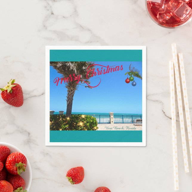 Frohe Weihnachten von Vero Beach Florida Ozean Serviette (Beispiel)