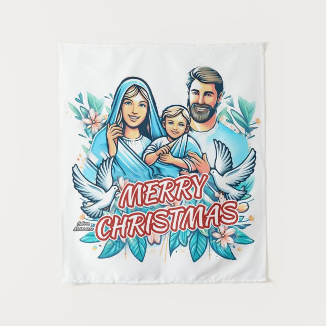 Frohe Weihnachten Wandteppich (Vorderseite)