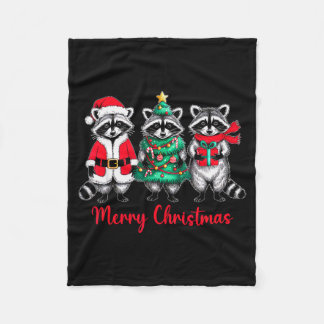 Frohe Weihnachten Waschbär Santa Hut Weihnachten T Fleecedecke