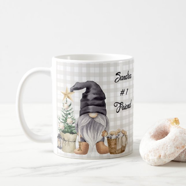 Frohe Weihnachten Wasserfarbe Bauernhof Gnome Kaffeetasse (Mit Donut)