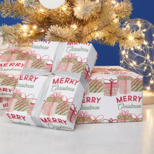Frohe Weihnachten Wasserfarbe Geschenke und Schlei Geschenkpapier