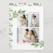 Frohe Weihnachten Wasserfarbe Holly 3 Fotos Urlaub