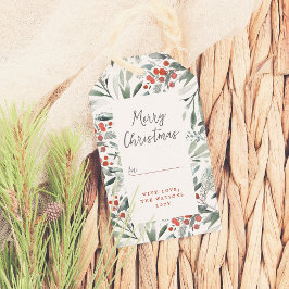 Frohe Weihnachten Wasserfarbe Holly & Pine Urlaub Geschenkanhänger