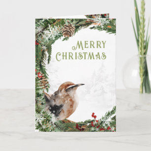 Frohe Weihnachten Wasserfarbe Kleiber Nistvogel