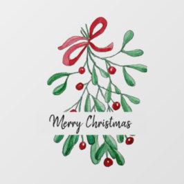 Frohe Weihnachten Wasserfarbe Mistletoe Handgemalt Fensteraufkleber