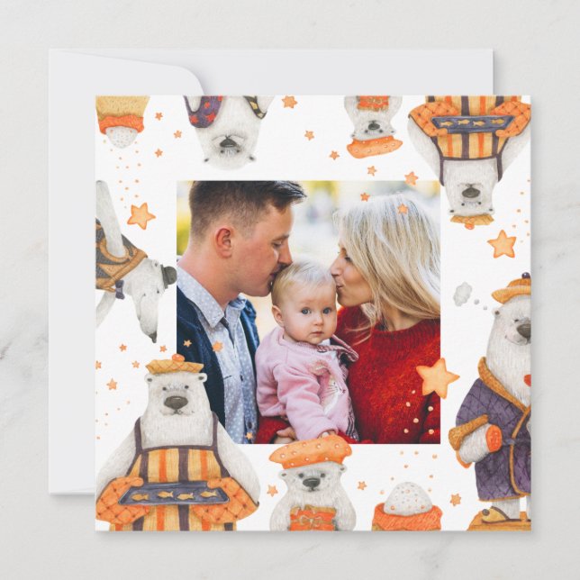 Frohe Weihnachten Wasserfarbe Niedlich Polar Bären (Vorderseite)