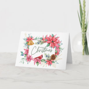 Frohe Weihnachten Wasserfarbe Poinsettien-Blumen 