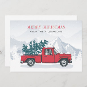 Frohe Weihnachten Wasserfarbe Red Truck