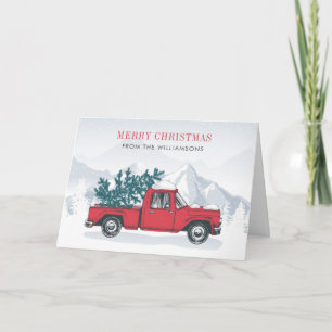 Frohe Weihnachten Wasserfarbe Red Truck Happy