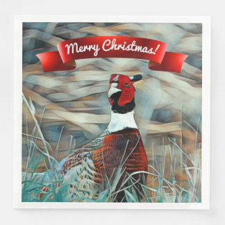 Frohe Weihnachten Wasserfarbe Ring Nacken Fasan Serviette